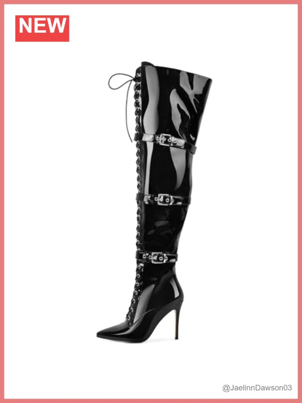 Over-the-Knee Stiletto Boots with Adjustable Buckles and Laces